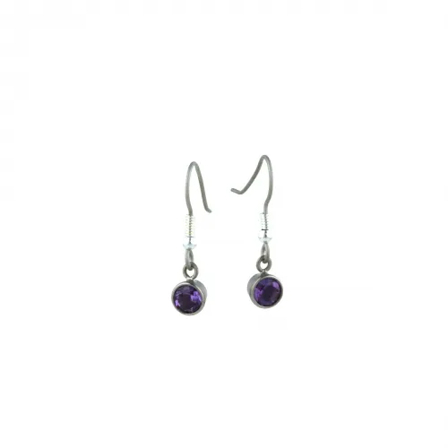 Small Gem Stone Amethyst Drops Earrings